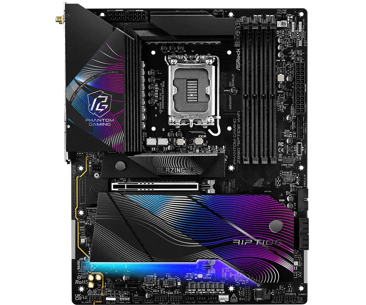 ASRock PHANTOM GAMING Z890 Riptide WiFi LGA1851 Socket Gaming Motherboard - Vektra Computers LLC ASRock PHANTOM GAMING Z890 Riptide WiFi LGA1851 Socket Gaming Motherboard - Vektra Computers LLC